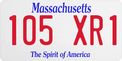 MA license plate 105XR1