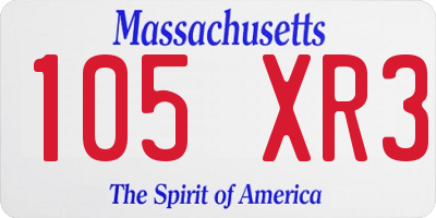 MA license plate 105XR3