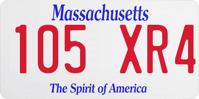 MA license plate 105XR4
