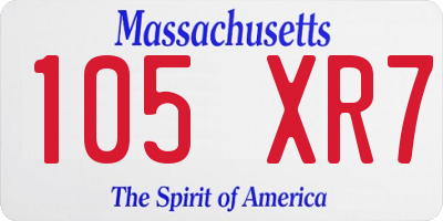 MA license plate 105XR7