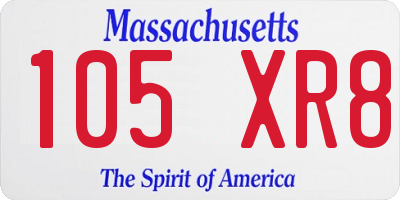 MA license plate 105XR8