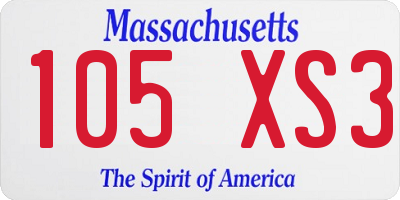MA license plate 105XS3