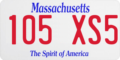 MA license plate 105XS5