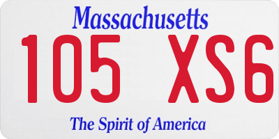 MA license plate 105XS6