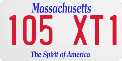 MA license plate 105XT1