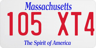 MA license plate 105XT4