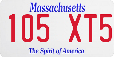 MA license plate 105XT5