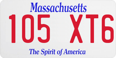 MA license plate 105XT6
