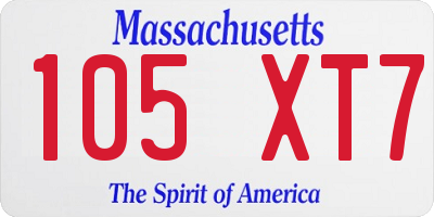 MA license plate 105XT7