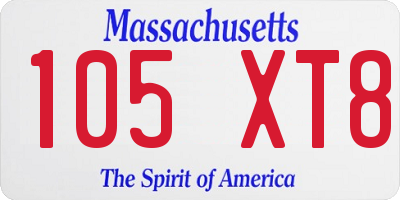 MA license plate 105XT8
