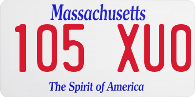 MA license plate 105XU0