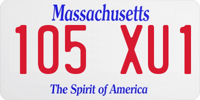 MA license plate 105XU1