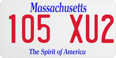 MA license plate 105XU2