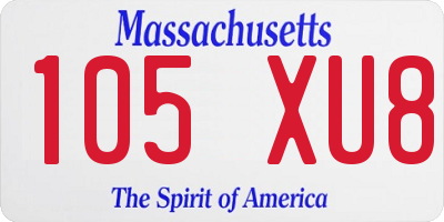 MA license plate 105XU8