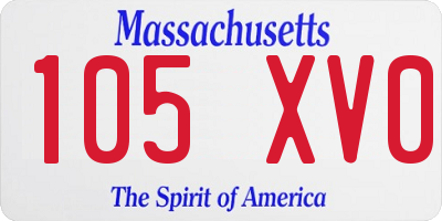 MA license plate 105XV0