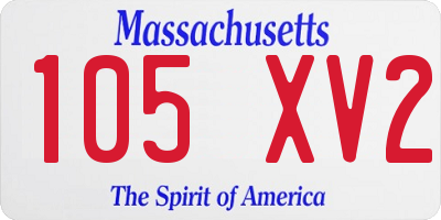 MA license plate 105XV2