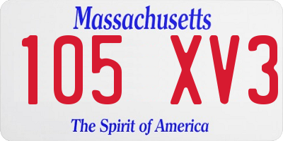 MA license plate 105XV3