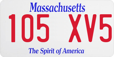 MA license plate 105XV5