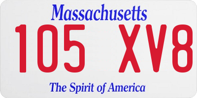 MA license plate 105XV8