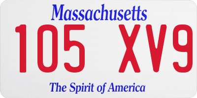 MA license plate 105XV9