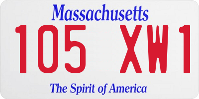 MA license plate 105XW1