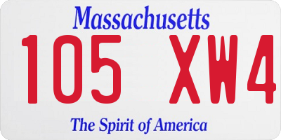 MA license plate 105XW4