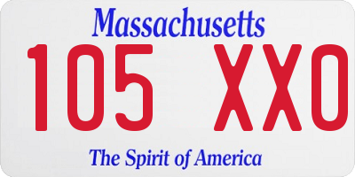MA license plate 105XX0