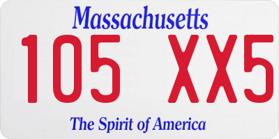 MA license plate 105XX5