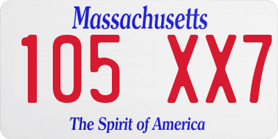 MA license plate 105XX7