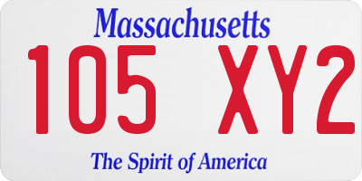 MA license plate 105XY2