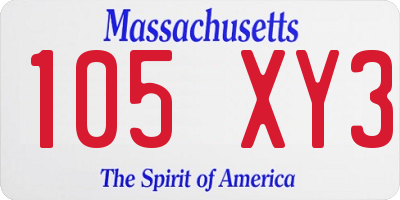 MA license plate 105XY3
