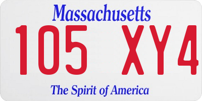 MA license plate 105XY4