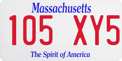 MA license plate 105XY5
