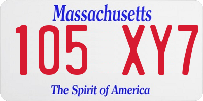 MA license plate 105XY7