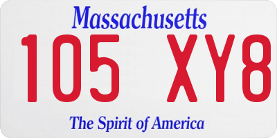 MA license plate 105XY8