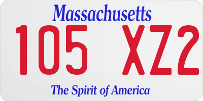 MA license plate 105XZ2