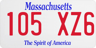 MA license plate 105XZ6
