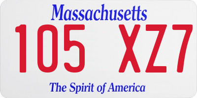 MA license plate 105XZ7