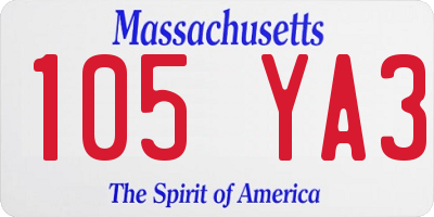 MA license plate 105YA3