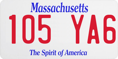 MA license plate 105YA6