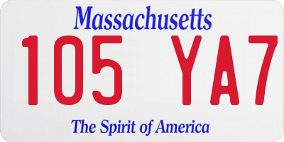 MA license plate 105YA7