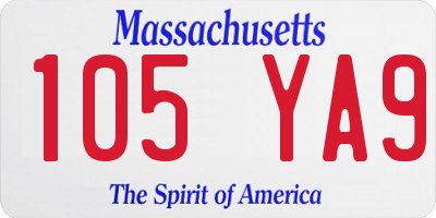 MA license plate 105YA9