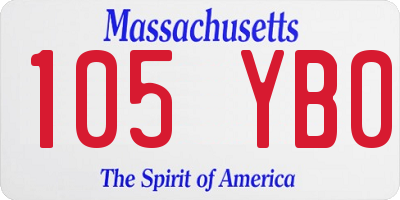 MA license plate 105YB0