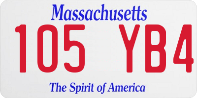 MA license plate 105YB4