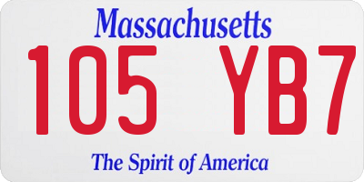 MA license plate 105YB7