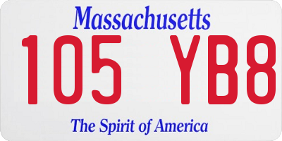 MA license plate 105YB8