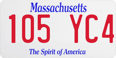 MA license plate 105YC4