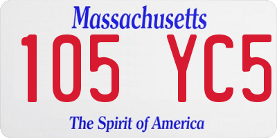 MA license plate 105YC5