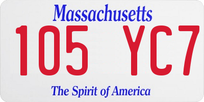 MA license plate 105YC7
