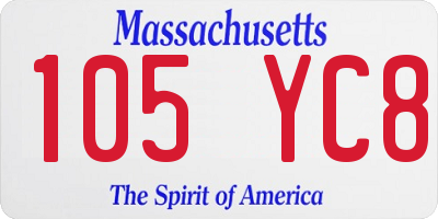 MA license plate 105YC8